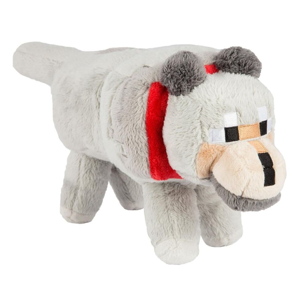JINX Minecraft Wolf Plush Stuffed Animal Toy Gray 15" Long